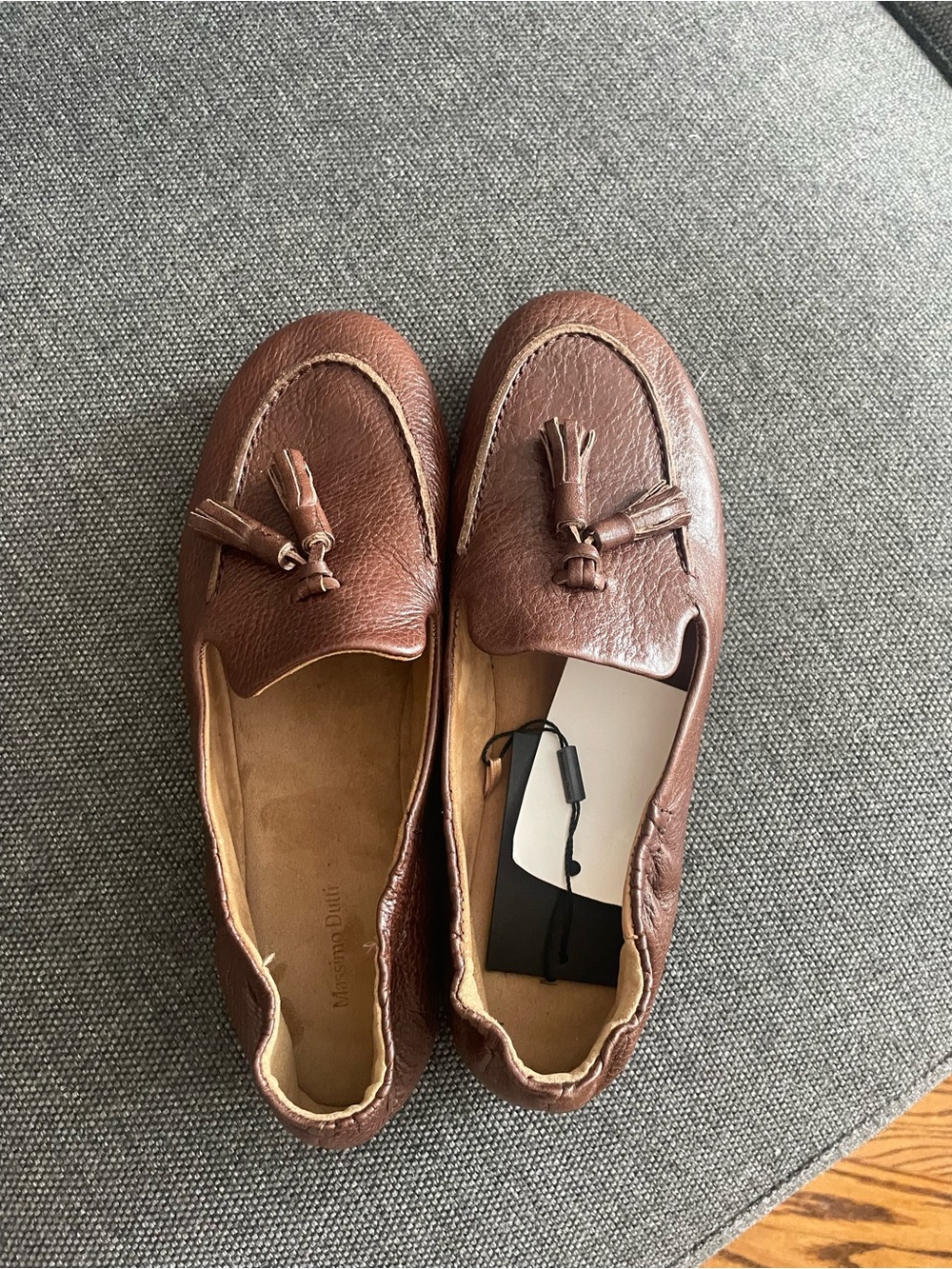 Massimo Dutti Brown Leather Tassel Slip-On Loafers - Picture 4 of 4